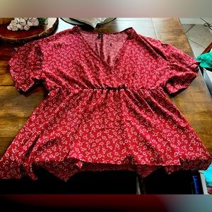 Shein Curve 2XL Maroon Blouse